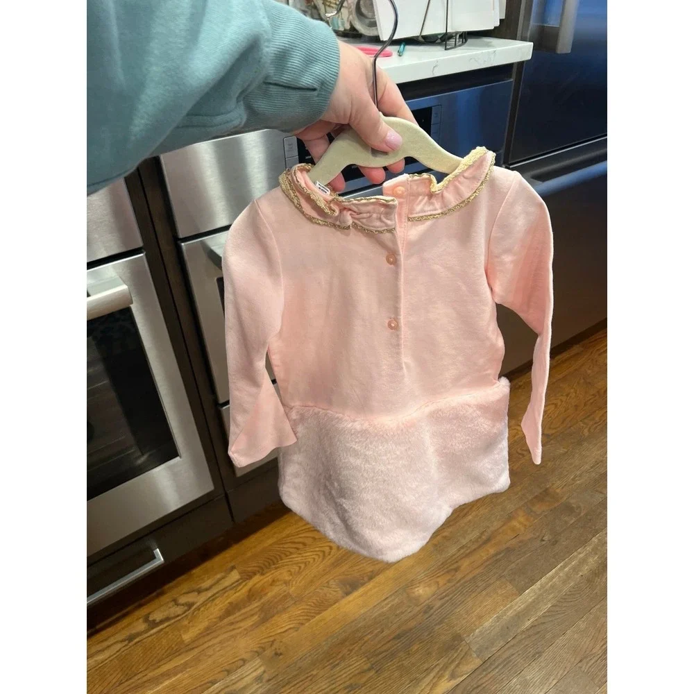 Janie and Jack Faux‎ Fur Dropwaist Ponte Dress in coral blush/pink 2T
